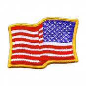 American Flag Wavy Reversed - Embroidered Iron On Patch