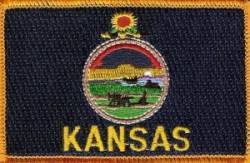 Kansas Flag - Embroidered Iron On Patch