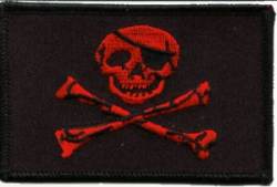 Jolly Roger Red - Embroidered Iron On Patch