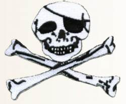 Jolly Roger Outline - Embroidered Iron On Patch