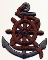 Anchor With Wheel - Embroidered Iron On Patch