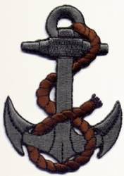 Anchor With Rope - Embroidered Iron On Patch