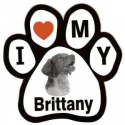 I Love My Brittany - Paw Magnet