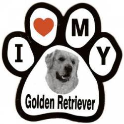 I Love My Golden Retriever - Paw Magnet