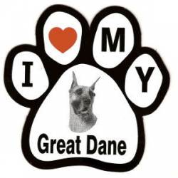 I Love My Great Dane - Paw Magnet