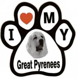 I Love My Great Pyremees - Paw Magnet