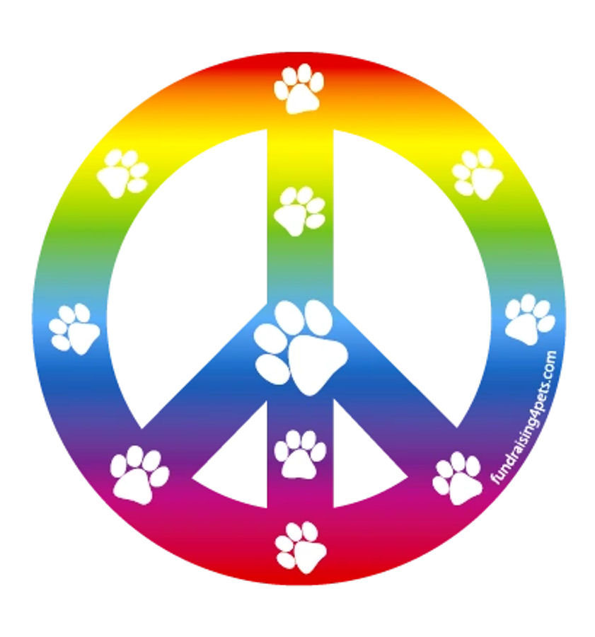 Pet Paws Rainbow Peace Sign Round at Sticker Shoppe