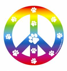 Pet Paws Rainbow Peace Sign - Round Magnet